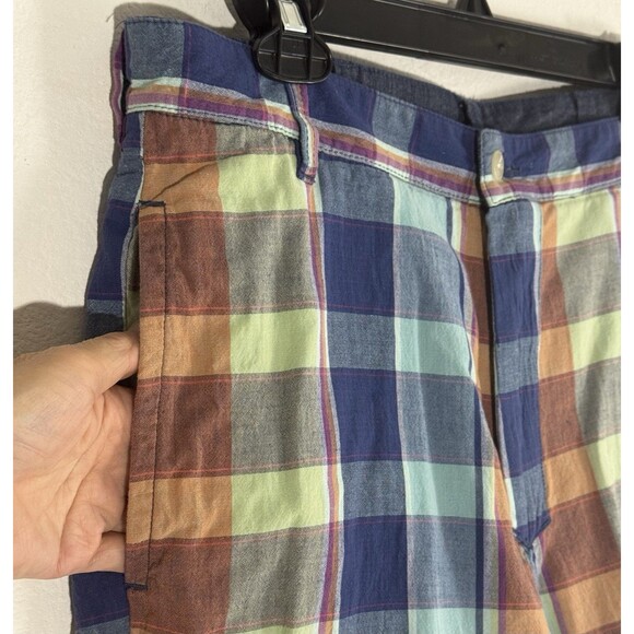 CREMIEUX Mens Bermuda Shorts Reversible Madras / Blue Chambray - Picture 8 of 16